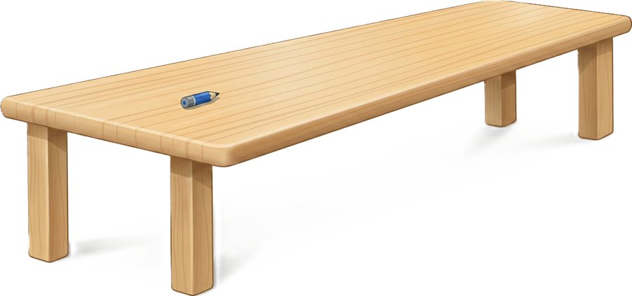 mallonga krajono sur longa tablo