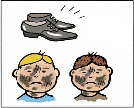 puraj ŝuoj kaj malpuraj vizaĝoj