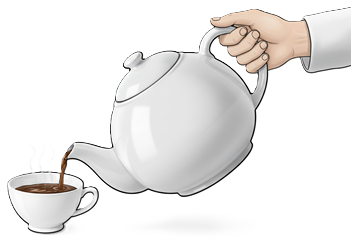 te-kruĉo plenigas te-tason