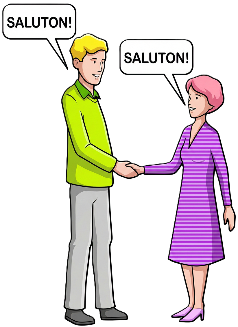 viro kaj virino salutas unu la alian